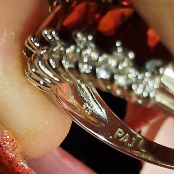 AUTHENTIC GENUINE SOLID STERLING SILVER GARNET ANNIVERSARY WEDDING CZ BAND RING - Picture 3 of 7